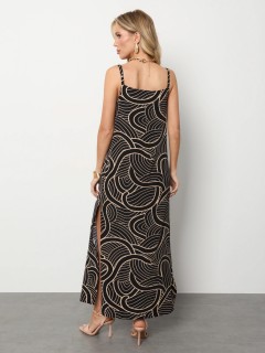 Сарафан длинный чёрный с разрезами Jetty(фото5)