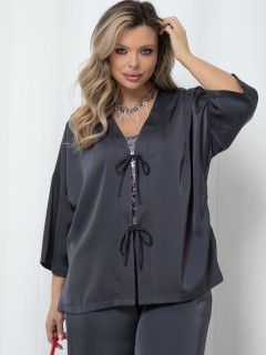 Костюм брючный шёлковый серого цвета Agata(фото3)