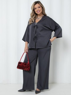 Костюм брючный шёлковый серого цвета Agata(фото2)