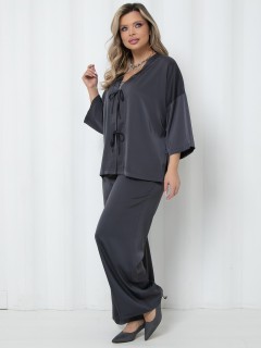 Костюм брючный шёлковый серого цвета Agata(фото4)