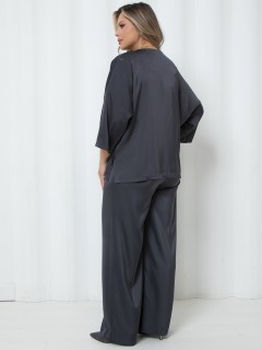 Костюм брючный шёлковый серого цвета Agata(фото6)