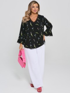 Блузка чёрная свободная с кружевом Dora(фото2)