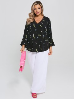 Блузка чёрная свободная с кружевом Dora(фото5)