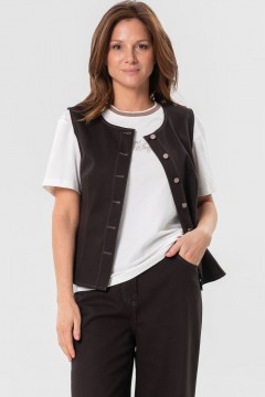 Жилет из хлопка в цвете чёрный кофе Priz
