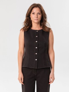 Жилет из хлопка в цвете чёрный кофе Priz(фото3)