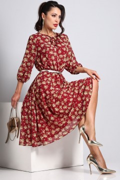 Платье воздушное шифоновое красное Девушка мечты, акцент SelenaSonata