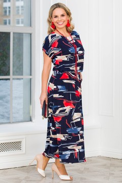 Платье длинное тёмно-синее с короткими рукавами Lavira(фото3)