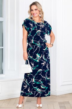 Платье длинное синее с короткими рукавами Lavira(фото2)