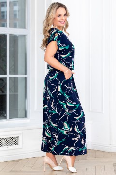 Платье длинное синее с короткими рукавами Lavira(фото3)