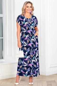 Платье длинное синее с короткими рукавами Lavira(фото2)