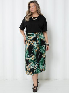 Юбка макси чёрная с тропическим принтом Agata(фото2)