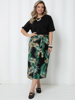 Юбка макси чёрная с тропическим принтом Agata(фото4)