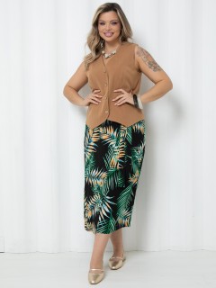 Юбка макси чёрная с тропическим принтом Agata(фото3)