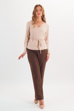 Блузка трикотажная светло-бежевая на запах 46 размера Braslava(фото2)