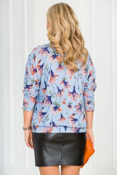 Джемпер трикотажный голубой с принтом 52 размера Lavira(фото4)