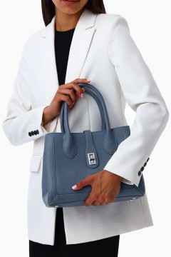 Сумка женская тоут синяя на молнии Textura