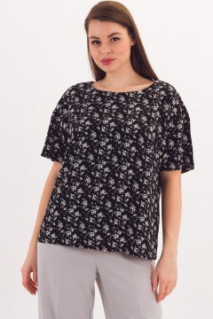 Блузка чёрная с цветочным принтом Braslava