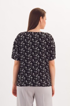 Блузка чёрная с цветочным принтом Braslava(фото5)