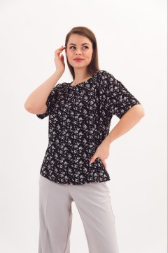 Блузка чёрная с цветочным принтом Braslava(фото3)