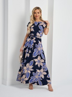 Платье длинное тёмно-синее с поясом Jetty(фото6)