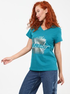 Футболка трикотажная цвета петроль Iv-capriz(фото6)