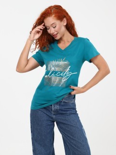 Футболка трикотажная цвета петроль Iv-capriz(фото8)