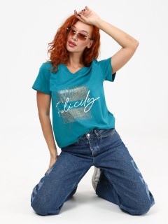 Футболка трикотажная цвета петроль Iv-capriz(фото3)