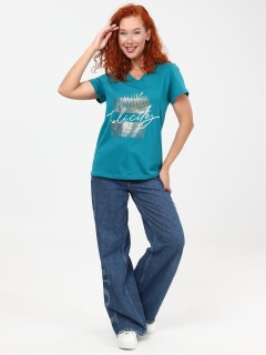 Футболка трикотажная цвета петроль Iv-capriz(фото2)