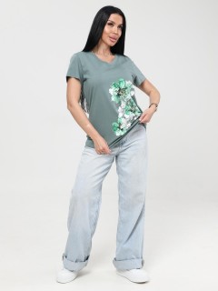 Футболка трикотажная хаки с принтом Iv-capriz(фото6)