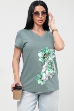 Футболка трикотажная хаки с принтом Iv-capriz