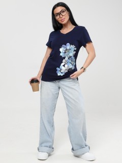 Футболка трикотажная чернильного цвета с принтом Iv-capriz(фото2)