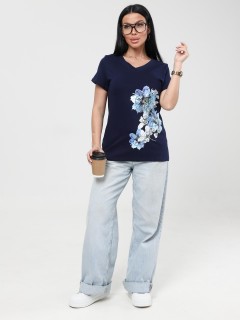 Футболка трикотажная чернильного цвета с принтом Iv-capriz(фото5)