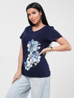 Футболка трикотажная чернильного цвета с принтом Iv-capriz(фото3)