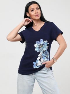 Футболка трикотажная чернильного цвета с принтом Iv-capriz(фото6)