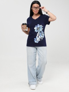 Футболка трикотажная чернильного цвета с принтом Iv-capriz(фото7)