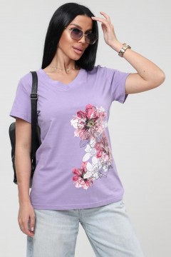 Футболка трикотажная сиреневого цвета с принтом Iv-capriz