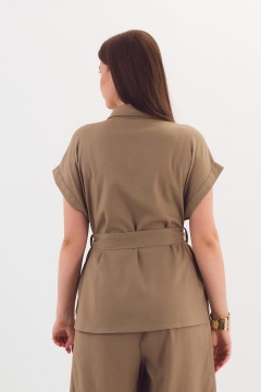 Рубашка льняная тёмно-бежевая Braslava(фото4)