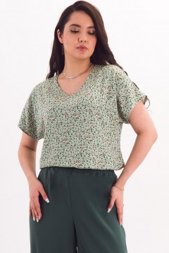 Блузка зелёная с цветочным принтом Braslava