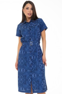 Платье-рубашка синее с поясом Diolche(фото7)