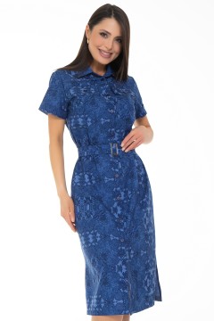 Платье-рубашка синее с поясом Diolche(фото5)