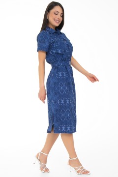 Платье-рубашка синее с поясом Diolche(фото10)