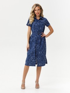 Платье-рубашка синее с поясом Diolche(фото4)