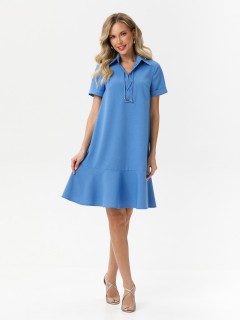 Платье-трапеция голубое с поясом Diolche(фото2)