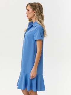 Платье-трапеция голубое с поясом Diolche(фото5)
