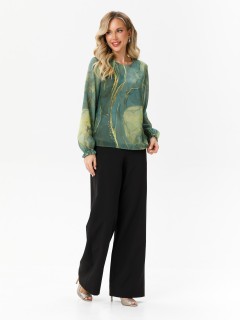 Блузка шифоновая зелёная с принтом Diolche(фото2)