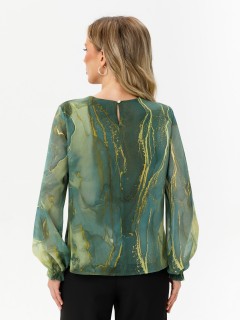 Блузка шифоновая зелёная с принтом Diolche(фото7)