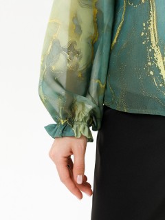 Блузка шифоновая зелёная с принтом Diolche(фото4)