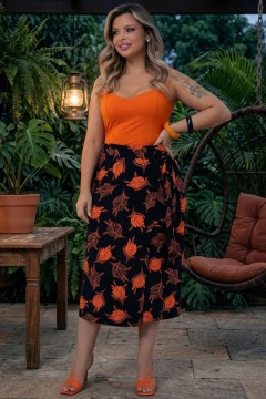 Юбка макси тёмно-синяя с тропическим принтом Agata