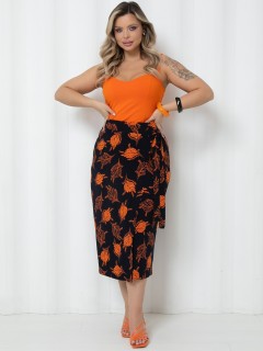 Юбка макси тёмно-синяя с тропическим принтом Agata(фото2)