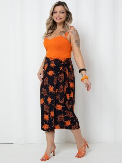 Юбка макси тёмно-синяя с тропическим принтом Agata(фото4)